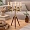 Elegant Tripod Candle Holder | Gold Polished Aluminum with Wood Detailing (17x17x31")